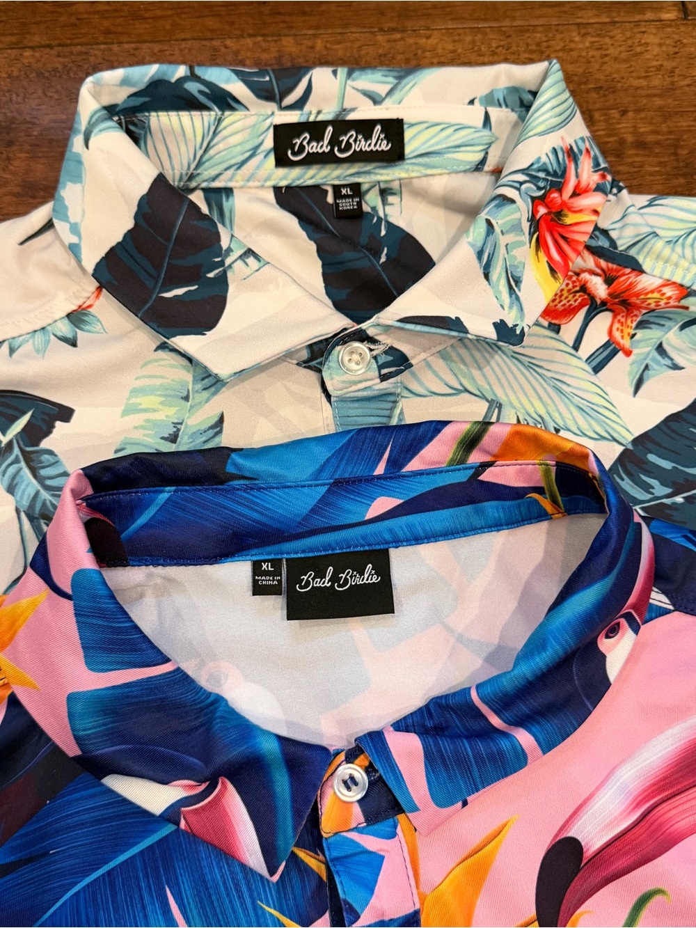 Bad Birdie Polo Lot of 2 XL Tropical Hawaiian Toucan Golf Shirts - Picture 2 of 3
